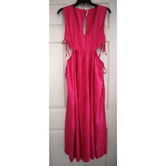 Free People OB1734765 Women's Sz S Magentiful Pink Fabiana Midi Dress - Picture 1 of 15
